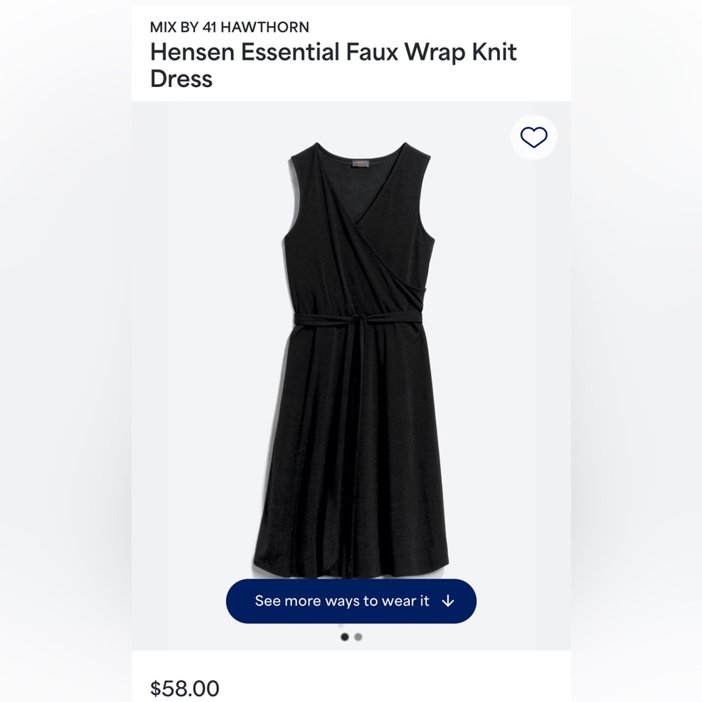 NWT Small Black MIX BY 41 HAWTHORN
Hensen Essential Faux Wrap Knit Dress